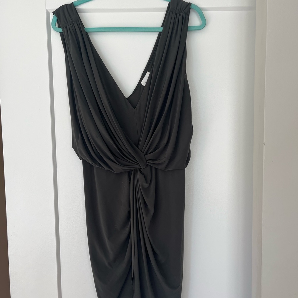 Olive Green MISA Twist Front Dress